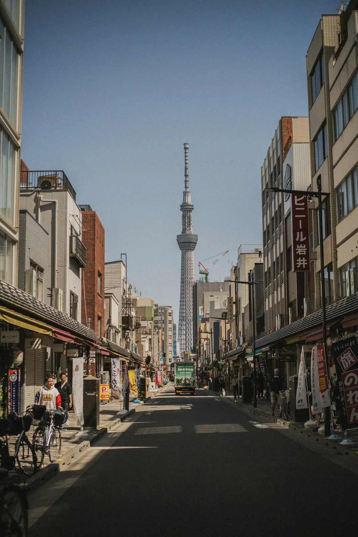 Tokyo Skytree seen from a street near Kappabashi